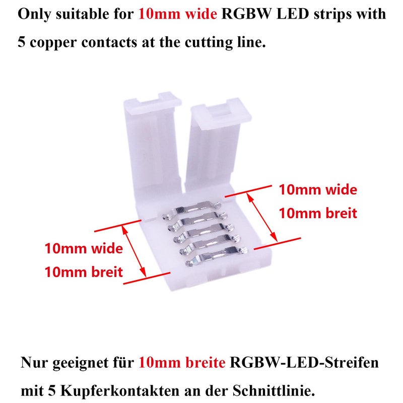 LITAELEK موصل شريط LED RGBW 20 قطعة LitaElek 5 دبابيس بعرض 10 مم لشريط LED 5050 شريط ريبون موصل حبل 5 موصلات SMD 5050 - Image 2